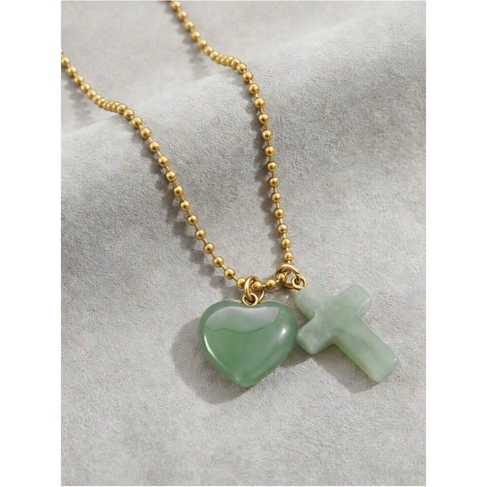 Green Jade Cross necklace S1369